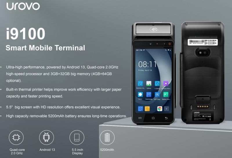 Urovo i9100: máy POS cầm tay in hóa đơn cho hộ kinh doanh