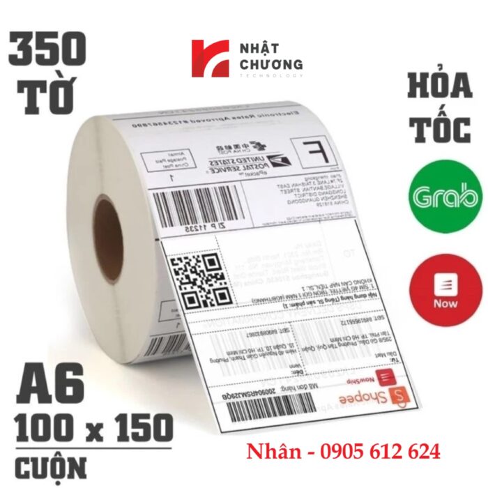 Decal cuộn A6 In Đơn Hàng TMĐT 100x150 x 350 Tem